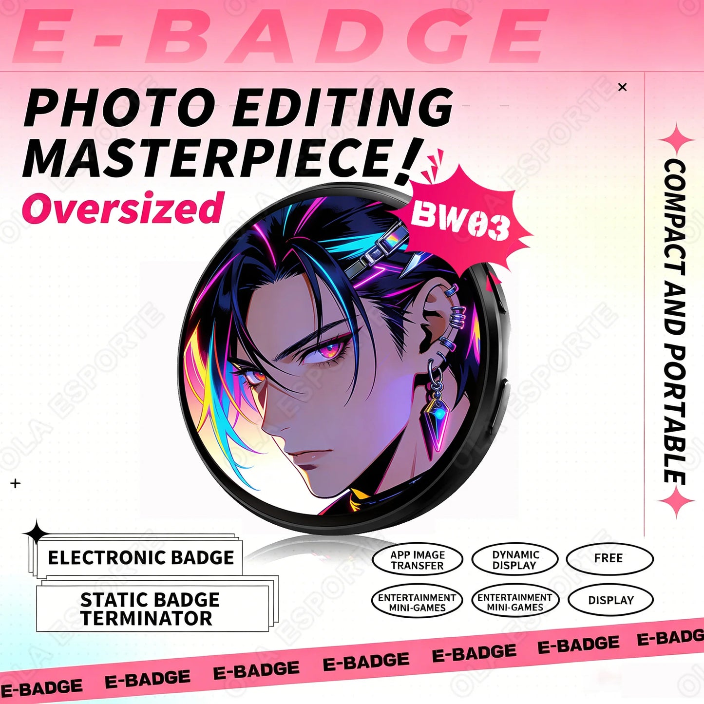Anime E-Badge 1.5" Touch Screen LED Display Pin | Otaku Gift