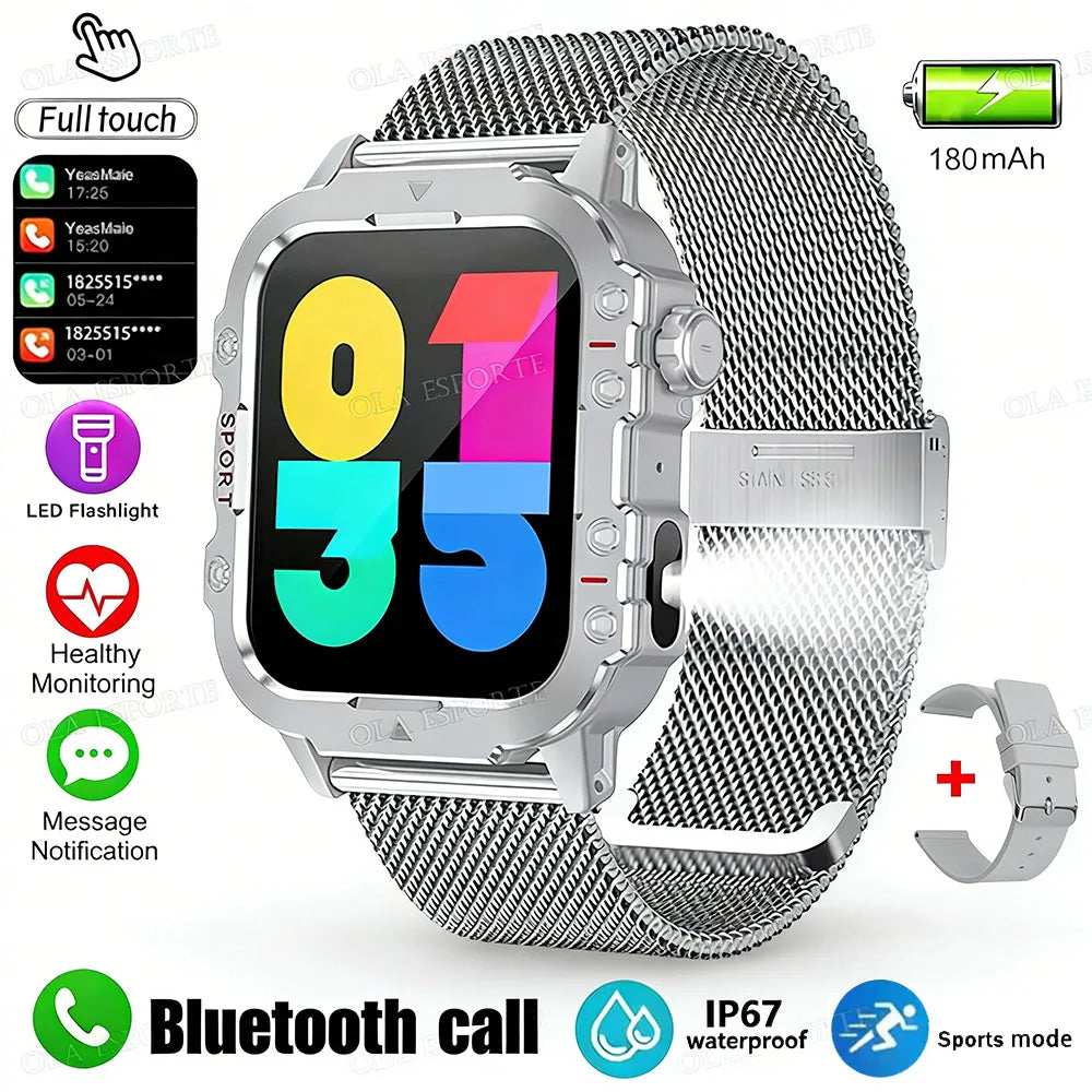 Military Sports Smartwatch | Flashlight, Calls, 3ATM Waterproof
