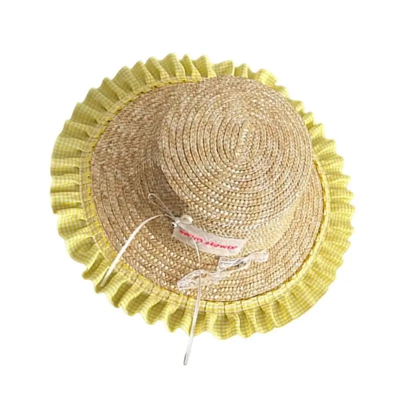 Kids Wide Brim Straw Sun Hat | Bowknot | Adjustable Summer