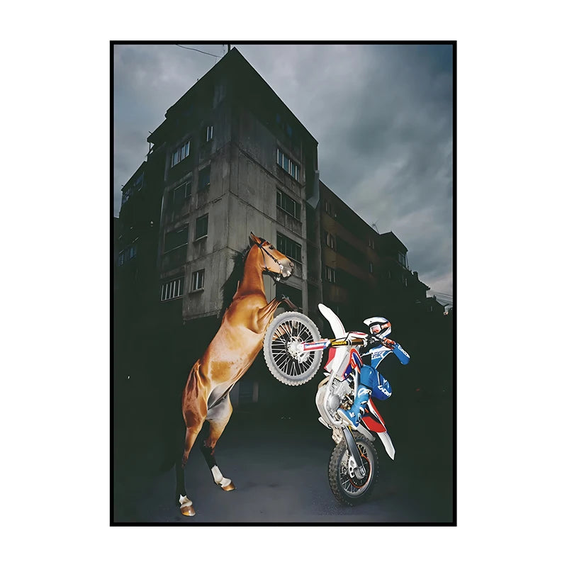 Abstract Cowboy Horseback Canvas Wall Art | Modern Home Decor