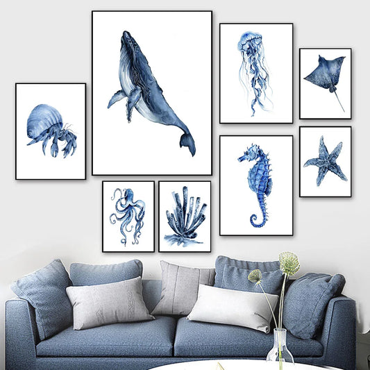 Ocean Animals Canvas Wall Art Print – Kids Room Decor Canvas Wall Art Print Peaceful Pleasures Health and Wellness