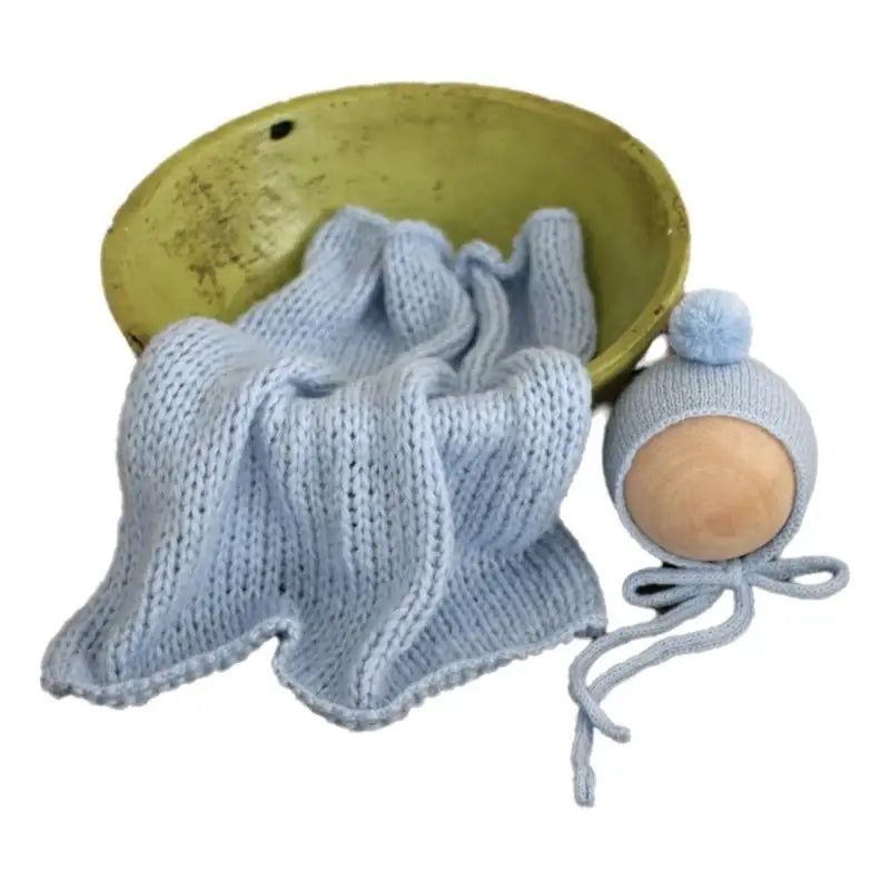 Newborn Photography Props – Mohair Hat & Wrap Blanket Set