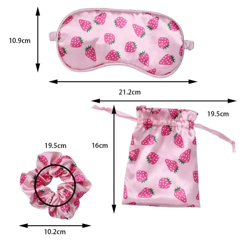 Artificial Silk Fabric Sleep Mask Elastic Headband Travel Blindfold Eye Cover Hair Rope With Storage Bag For Relief Easy Peaceful Pleasures Health and Wellness onesize