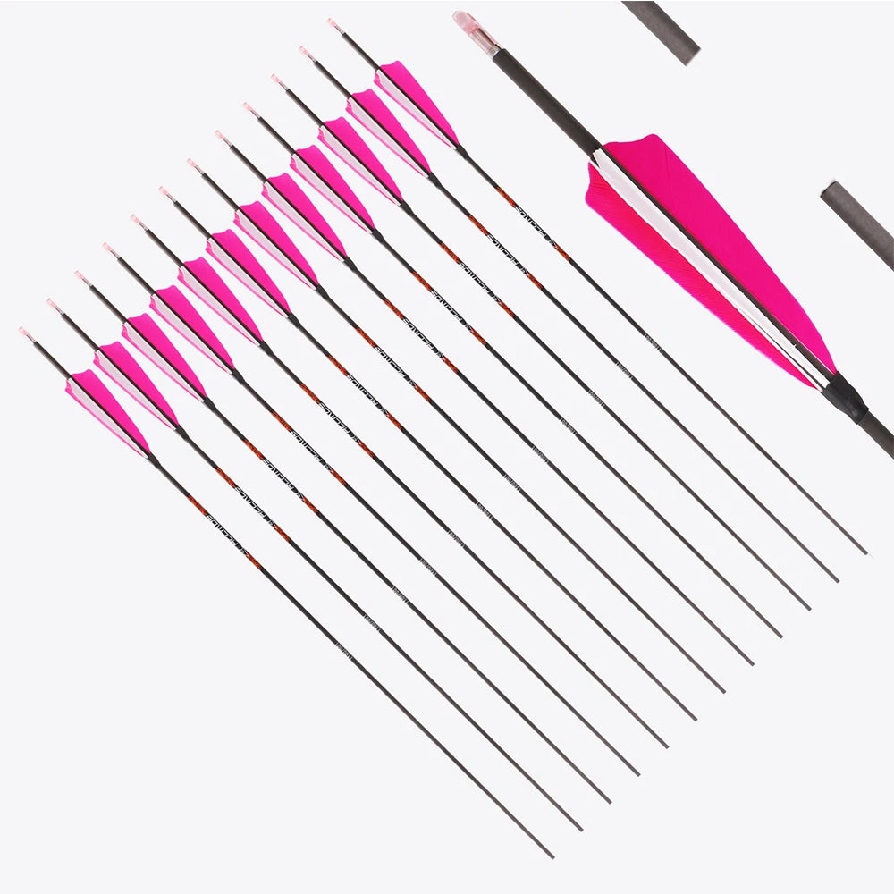 12 18ps ID4 Pure Carbon Arrow Spine 300-1500 Archery Bow Hunting