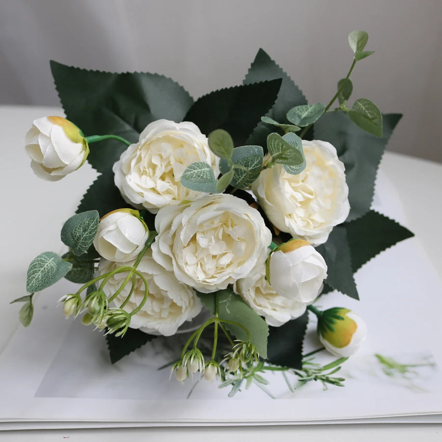 Silk Peony Artificial Flower Bouquet | Wedding & Home Décor