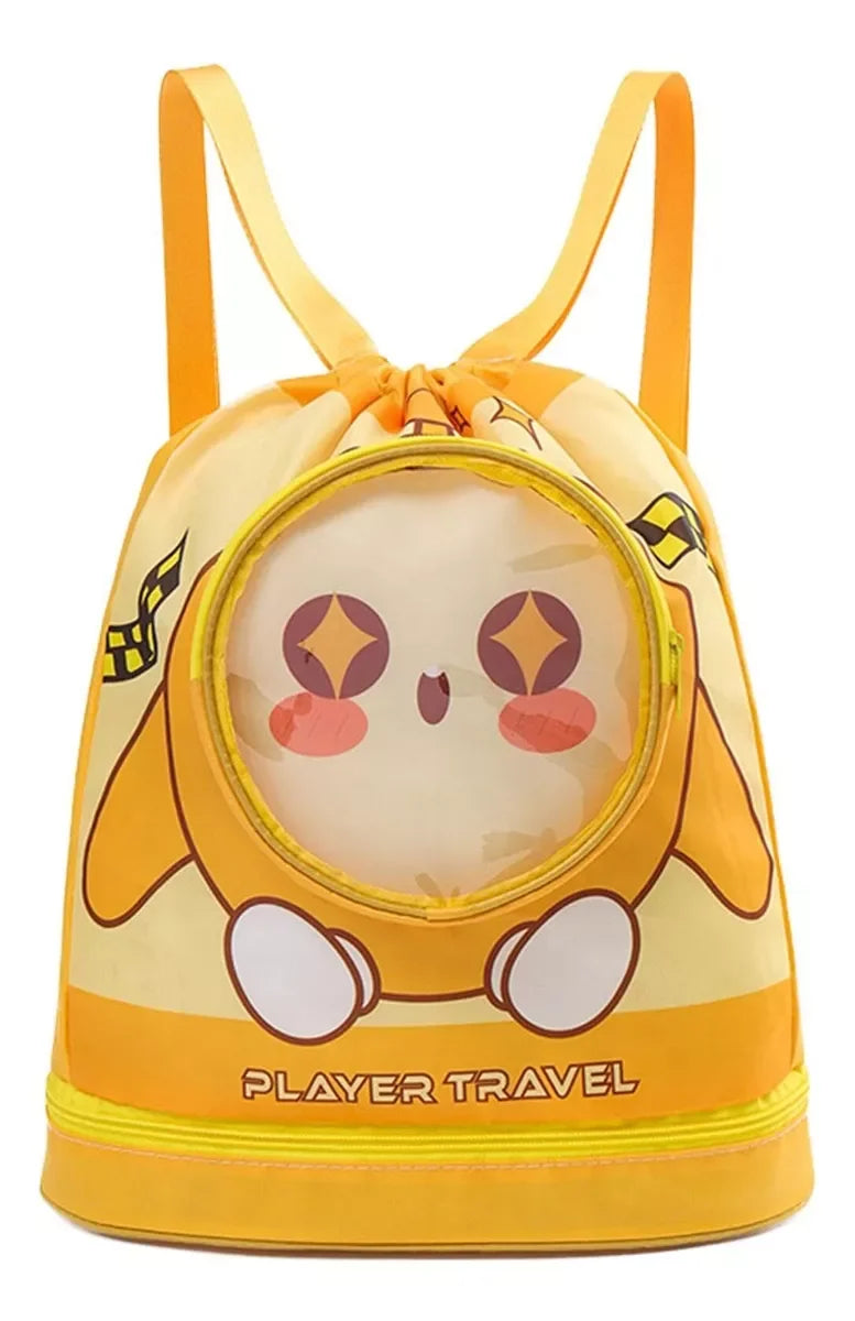 Waterproof Kids Beach Bag | Cartoon Drawstring Backpack