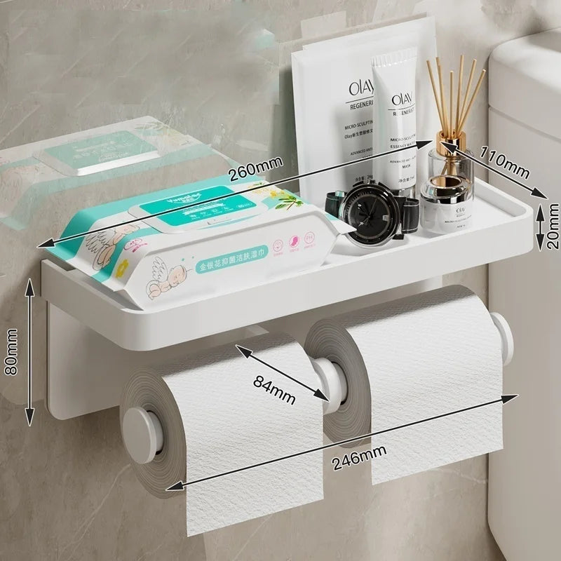 No-Drill Wall-Mounted Aluminum Toilet Paper Holder
