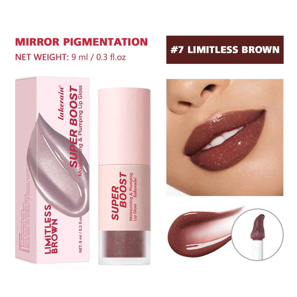Lakerain Moisturizing Plumping Lip Gloss – Mirror Shine, 9 Shades Lip Gloss Peaceful Pleasures Health and Wellness 7 Limitless Brown