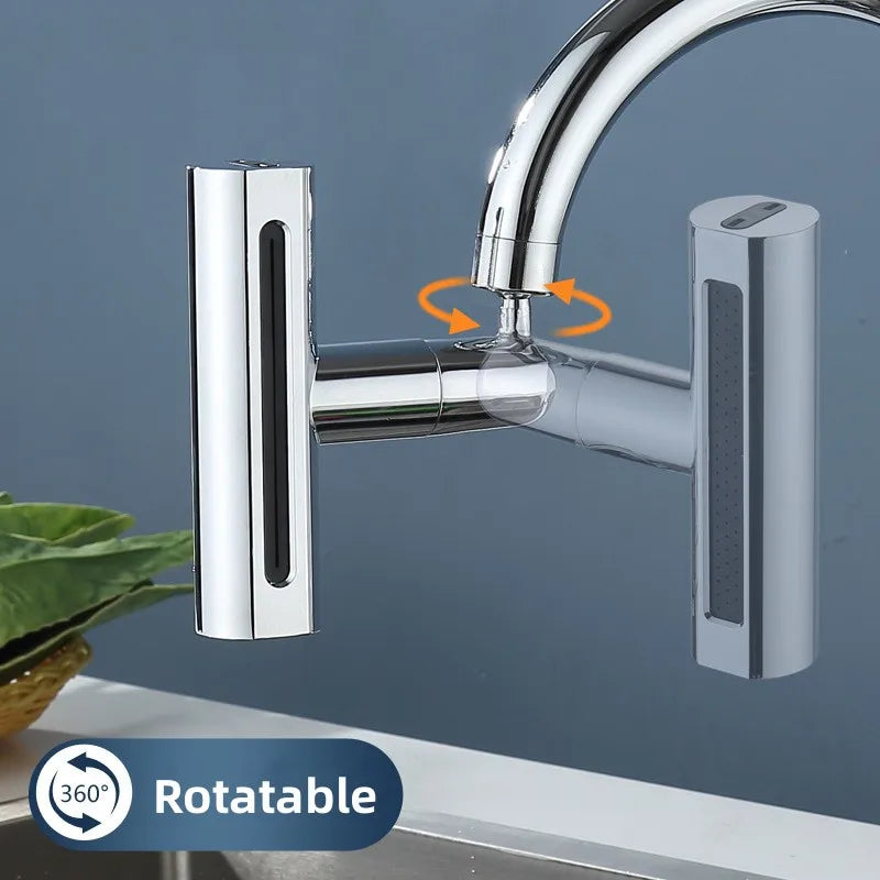 720° Waterfall Faucet Adapter – 4 Modes, Splash-Proof & Water-Saving