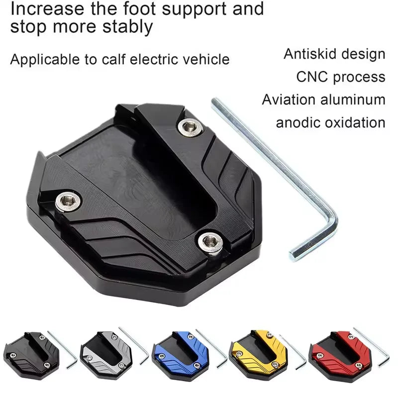 Scooter Motorbike Accessories Extension Foot Pad Support Plate Aluminum Alloy Motorcycle Bike Kickstand Extender Foot Side Stand Peaceful Pleasures Health and Wellness