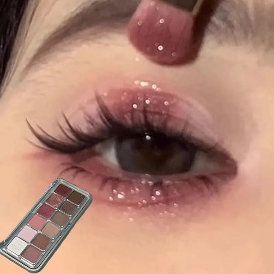 12-Color Glitter Matte Eyeshadow Palette – Rose Wine Brown Pink Eyeshadow Palette Peaceful Pleasures Health and Wellness