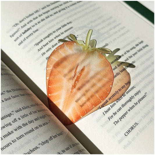 Fruit-Shaped Transparent Acrylic Bookmarks | Cute Reading Gift Novelty Bookmarks Peaceful Pleasures Health and Wellness Sliced strawberries