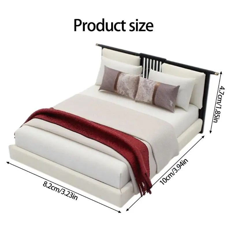 Miniature Single Bed Model – Cream ABS Dollhouse Bedroom Furniture