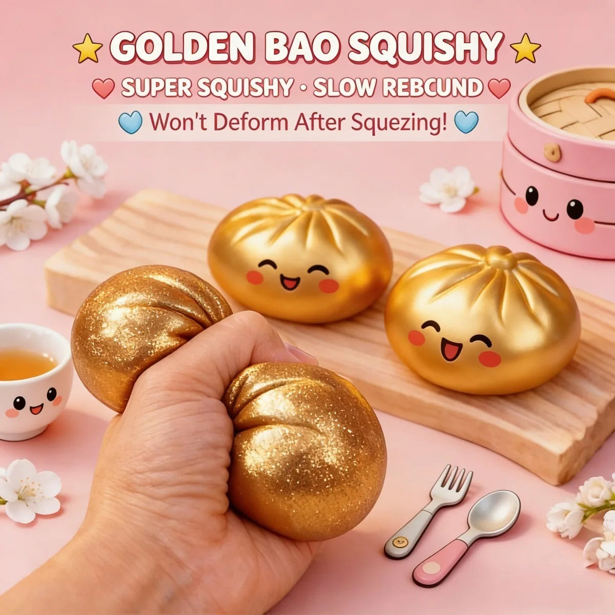 Crystal Bun Squeeze Toy – Slow Rising Squishy Fidget Kawaii