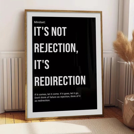 "It's Not Rejection, It's Redirection" Motivational Canvas Art Motivational Canvas Print Peaceful Pleasures Health and Wellness G4245 60x80cm Unframed