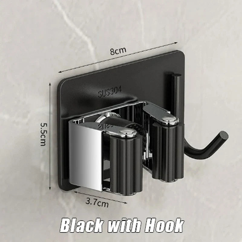 Wall-Mounted Mop & Broom Holder – 304 Stainless Steel Rack