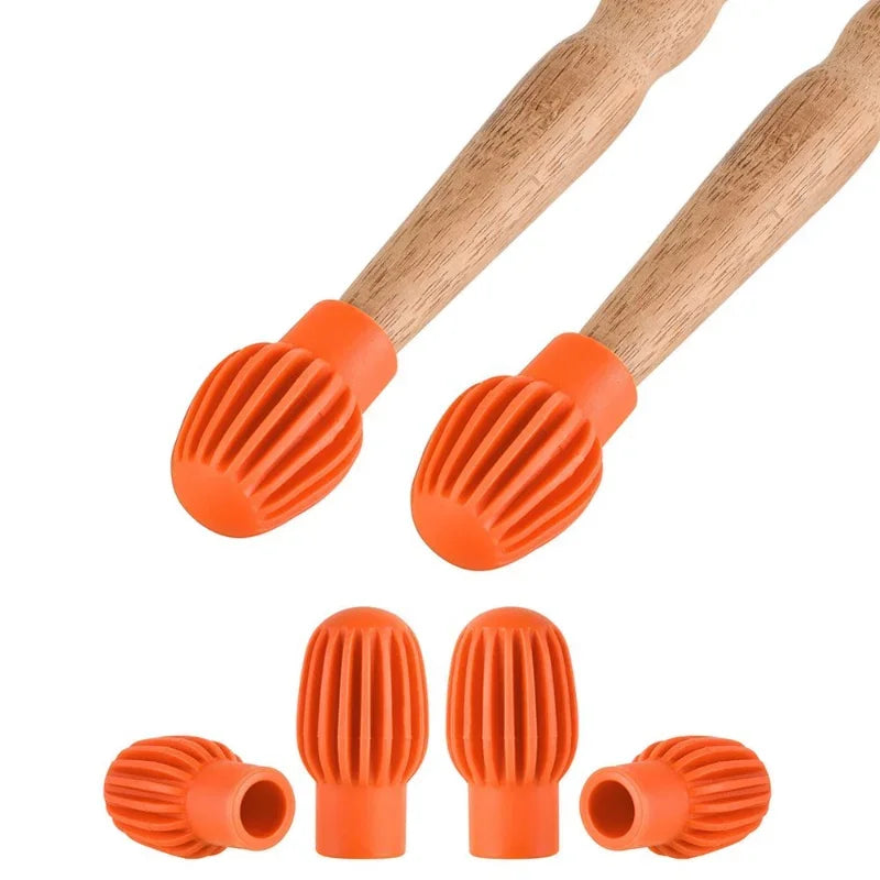 4 Drum Mute Silicone Sleeve Weaker Practice Tips Drumstick Head Rubber