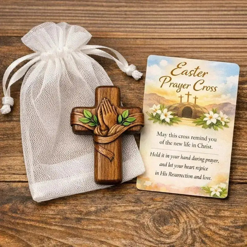 Pocket Prayer Cross with Card & Bag | Easter Christmas Gift