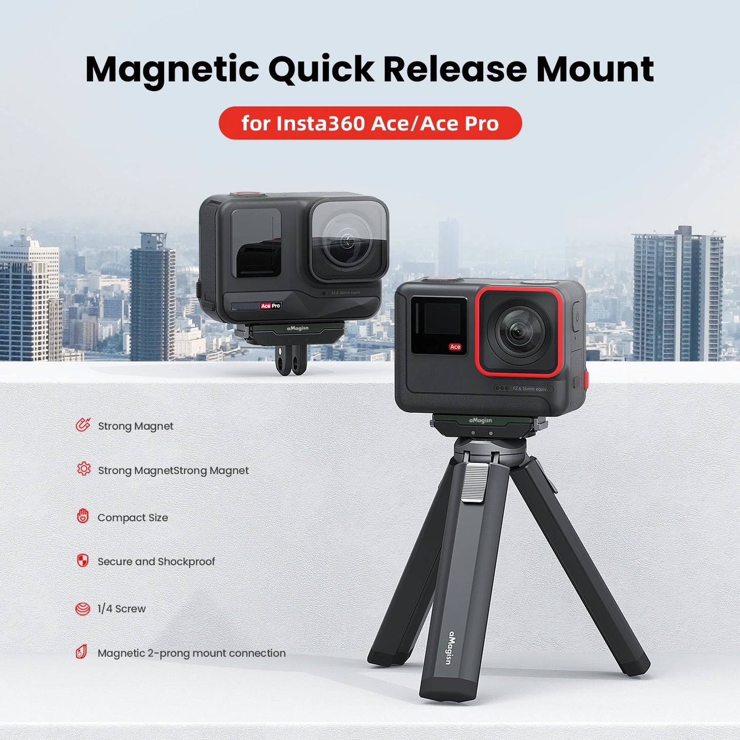 Anti-Vibration Magnetic Base For Insta360 Ace Pro /Ace Magnetic Quick Release Base Mount Sports Camera Accessories Peaceful Pleasures Health and Wellness