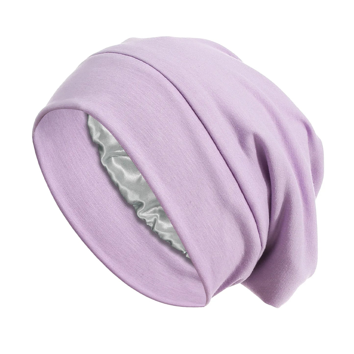 Women's Satin Turban Cap | Hijab Beanie Bonnet Head Wrap Satin Turban Cap Peaceful Pleasures Health and Wellness light purple