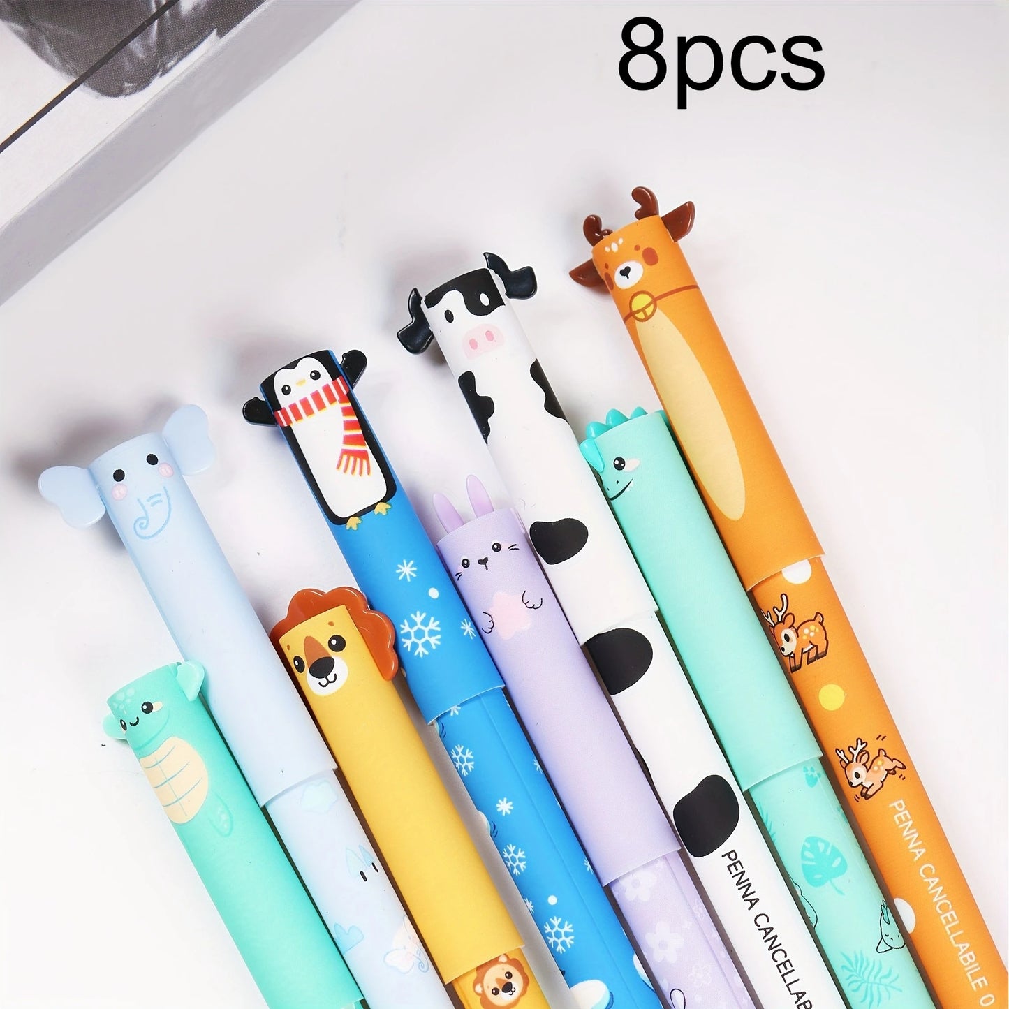 8-Pack Animal-Shaped Erasable Gel Pens | Journaling Gift Set