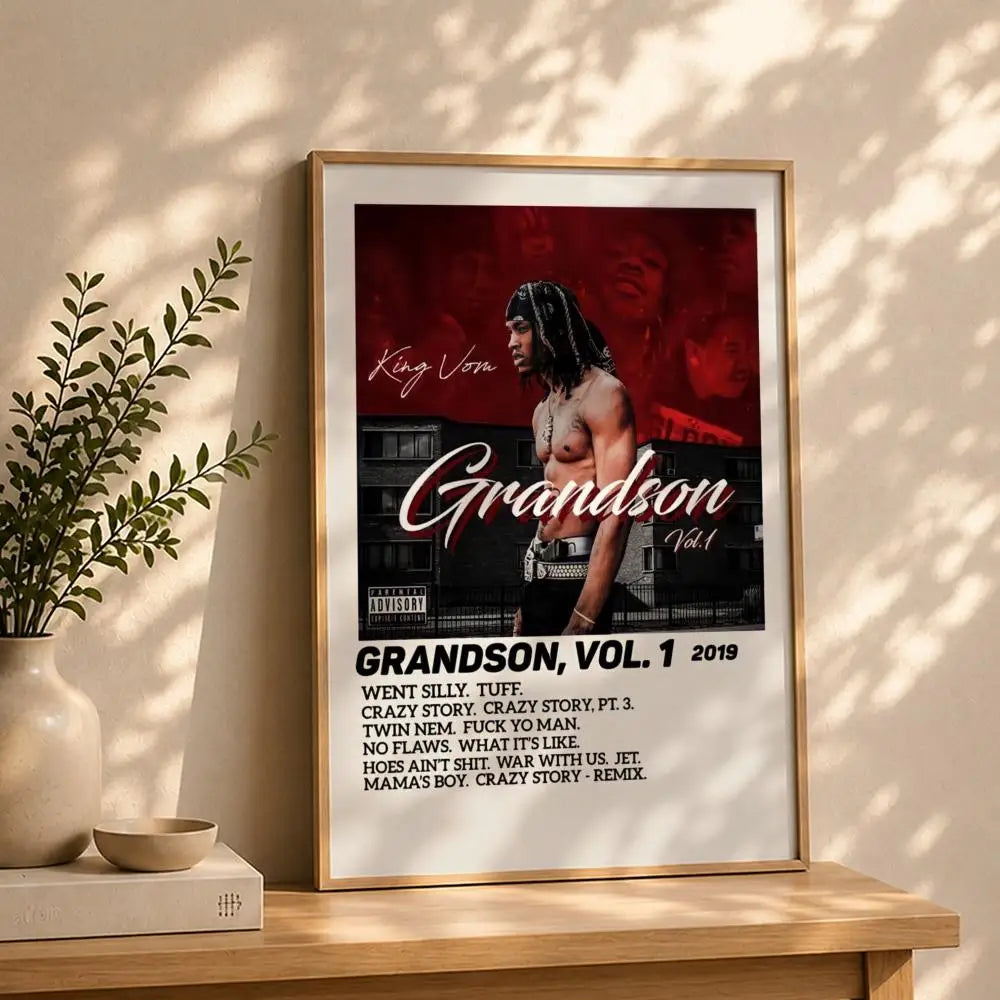 Rapper K-King VonS Poster HD Self Adhesive Waterproof Wall Art Ideal for Home Office Dorm Bedroom Great Gift Peaceful Pleasures Health and Wellness White10 30X40cmNoframe