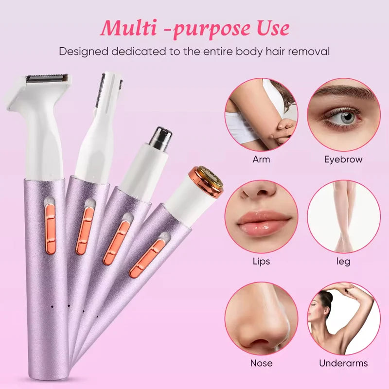 Rechargeable Portable Multifunction Painless Epilator for Face Body Hair Removal RV Travel-Friendly ABS Material Handheld Peaceful Pleasures Health and Wellness