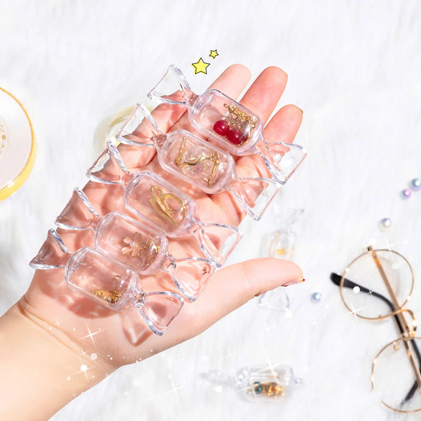 Candy Shape Transparent Jewelry & Mini Storage Box Organizer