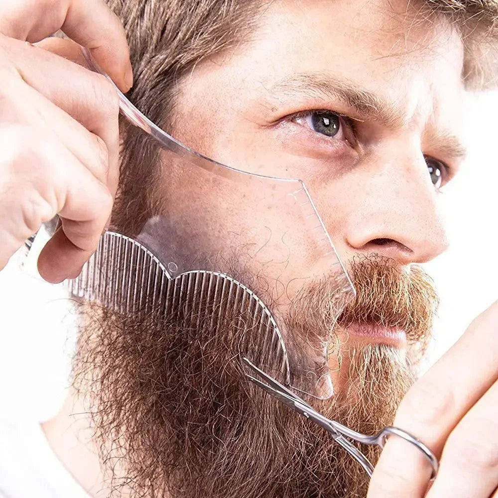 New Innovative Design Beard Shaping or Stencil with Full-Size Comb for Line Up Tool Trimming Shaper Template Guide for Shaving Peaceful Pleasures Health and Wellness
