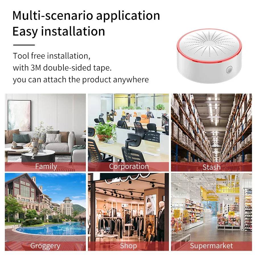 Tuya WiFi Zigbee Smart Sound & Light Alarm | USB Security