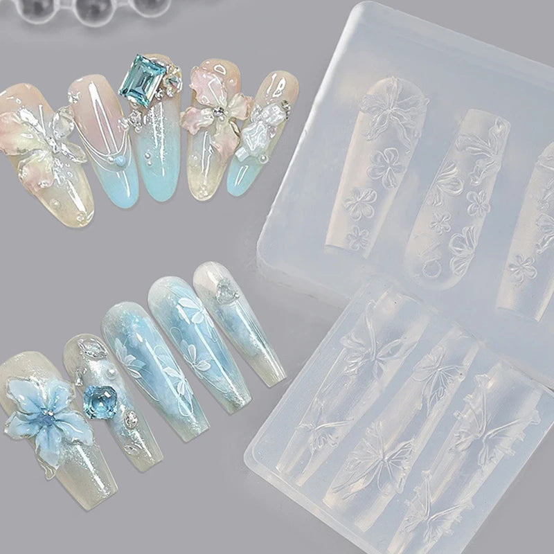 3D Silicone Relief Mold Butterfly Flower Design Nails Diy Design Nail Art Decorations Silicone Nail Mold Nail Accessories Peaceful Pleasures Health and Wellness