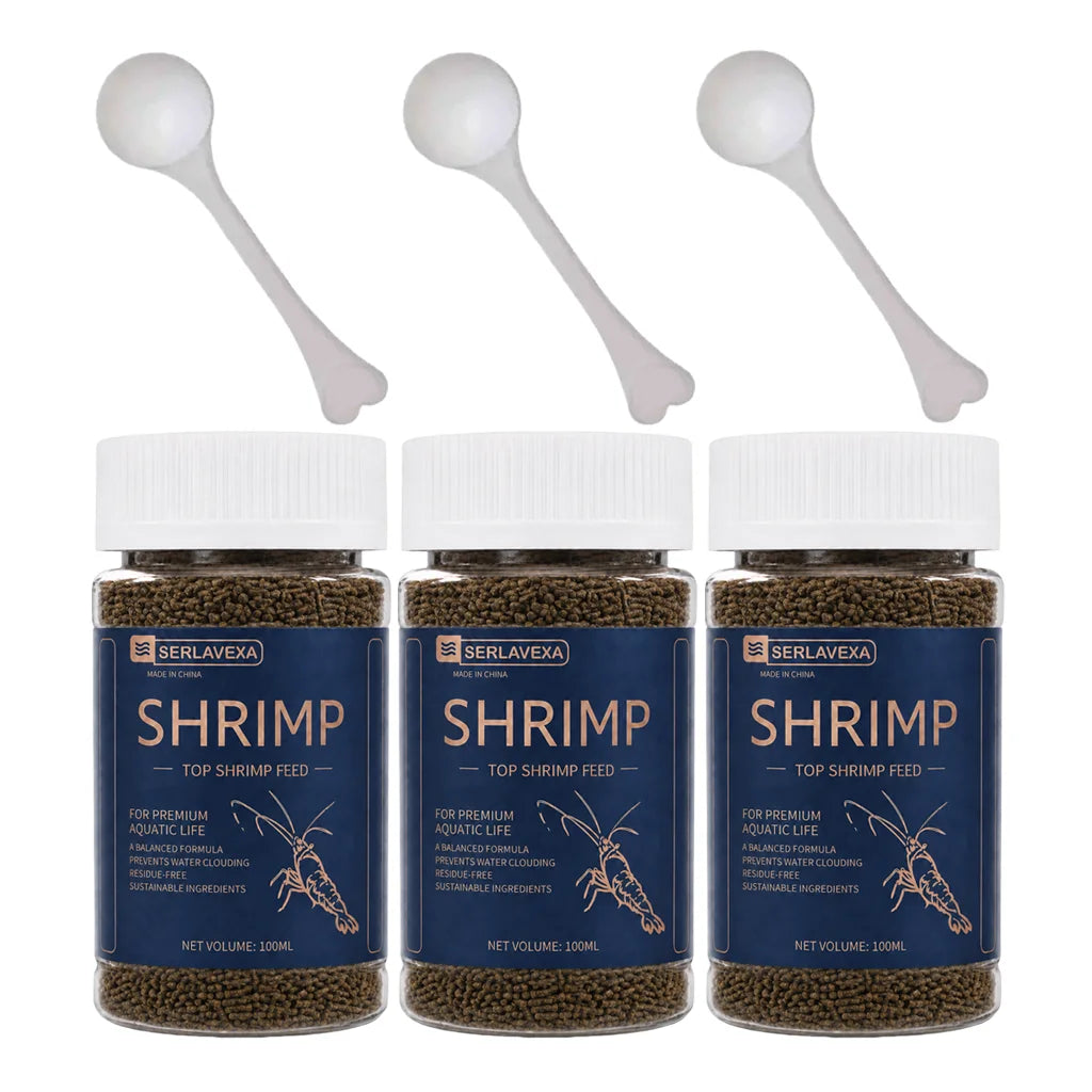 SERLAVEXA High-Calcium Shrimp Food Sinking Pellets with Spoon