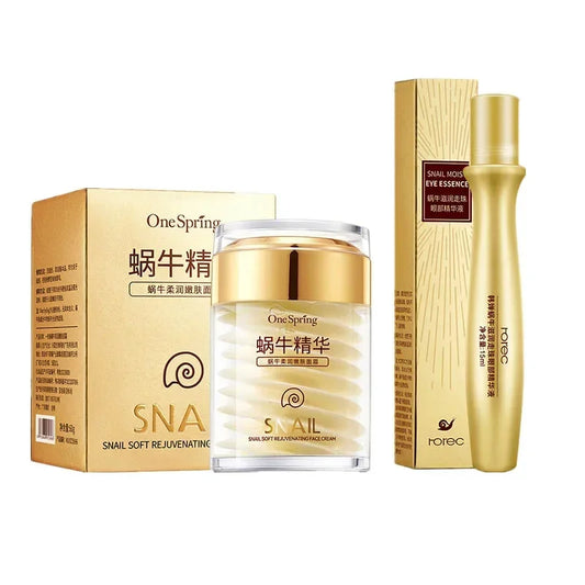 Skincare Set Snail Collagen Cream Anti Aging Whiten Skin Face Cream Fade Dark Eye Circles Remove Eye Bags Eye Serum Peaceful Pleasures Health and Wellness