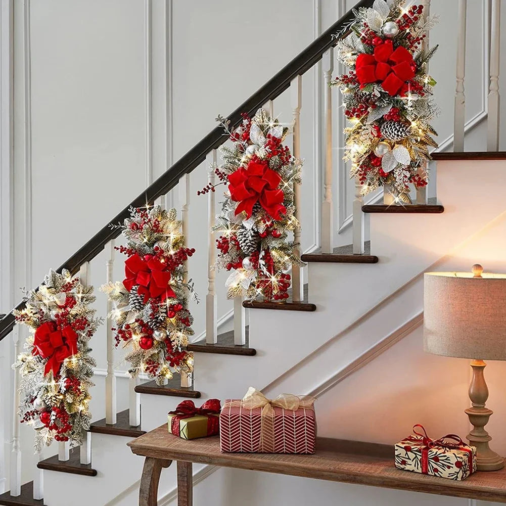 Christmas Staircase Ornament with Lights – Berries & Pine Cones