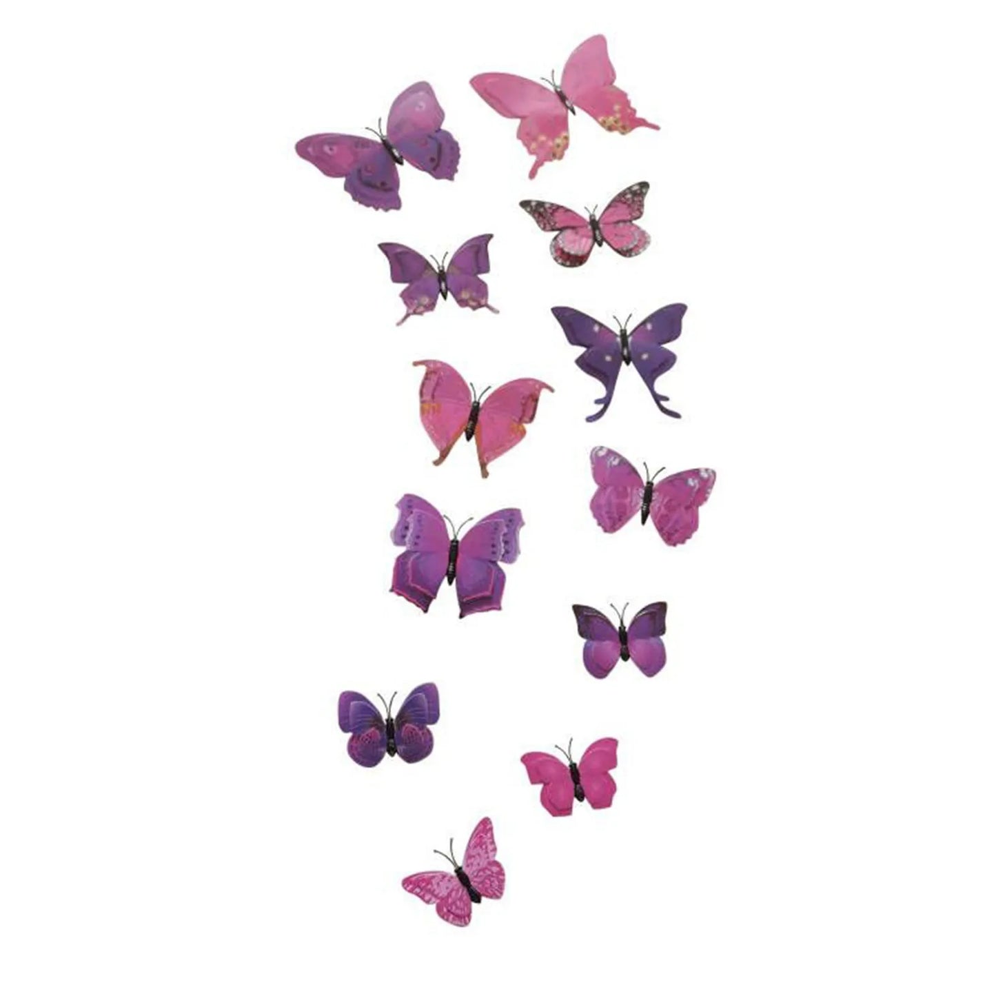 12-Piece 3D Butterfly Wall Stickers – Pink & Yellow Laser Decor