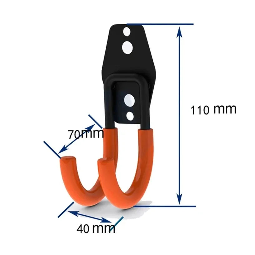 Heavy Duty Metal Hook Garage Organizer Wall Mount Bicycle Hanger Hooks Wall Mount Anti-slip Storage Hook For Ladders Garden Tool Peaceful Pleasures Health and Wellness Orange-D