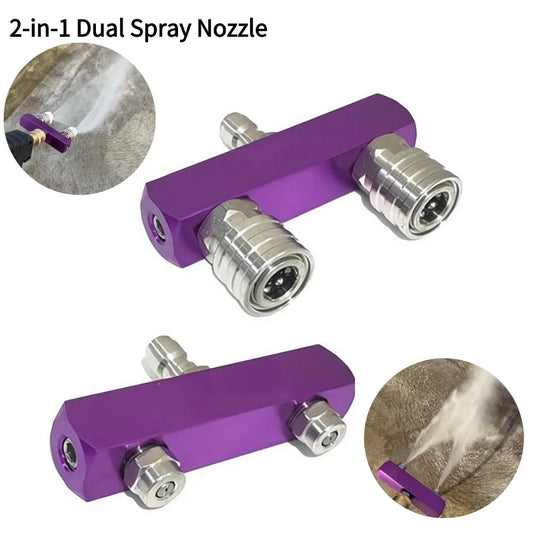 High Pressure Washer Dual Nozzle 1/4" Quick Connector Double Spray Tip Power Washing Spray Nozzles Car Cleaning Tools Hose Adapt Peaceful Pleasures Health and Wellness