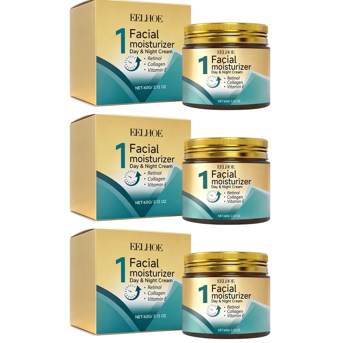 Retinol Skin Care Cream Improving Skin Elasticity Softening Brightening Skin Reducing Dullness Shrink Pores Firming Moisturizer Peaceful Pleasures Health and Wellness 3 x 60g Boxed