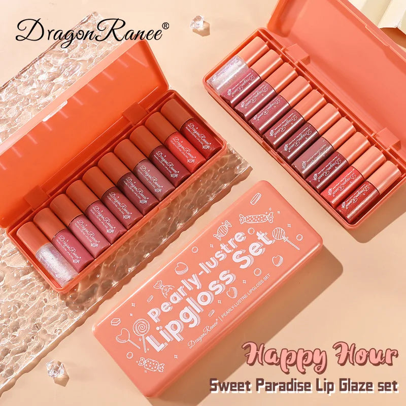 Dragon Ranee 10-Pc Pearlescent Lip Gloss Set – Waterproof