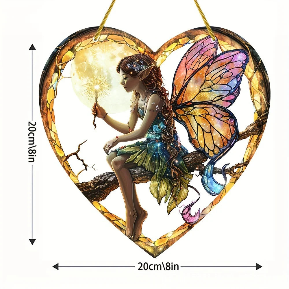 Fairy Angel Heart Suncatcher | Acrylic Window Hanging Ornament