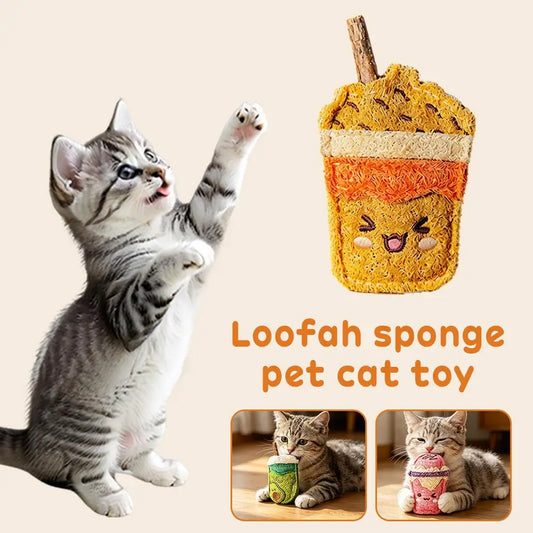 Natural Loofah Cat Chew Toy with Catnip & Silver Vine Cat Chew Toy Peaceful Pleasures Health and Wellness