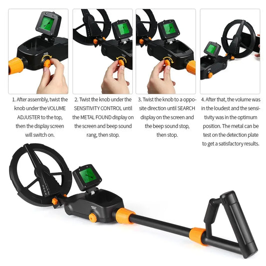 Kids Outdoor Educational Toy 7.4" Waterproof Metal Detector Gold Treasure Hunting Tool Peaceful Pleasures Health and Wellness