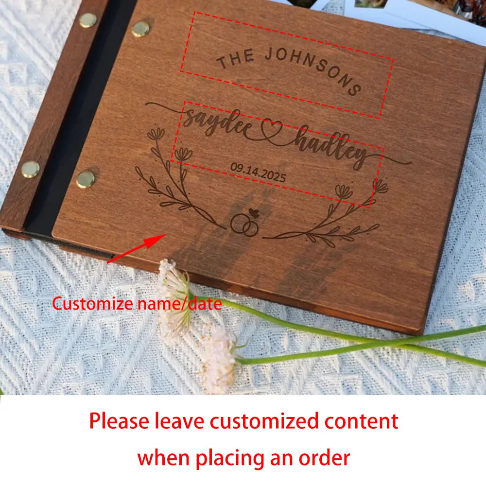 Personalized Wooden Wedding Guest Book | Engraved Keepsake