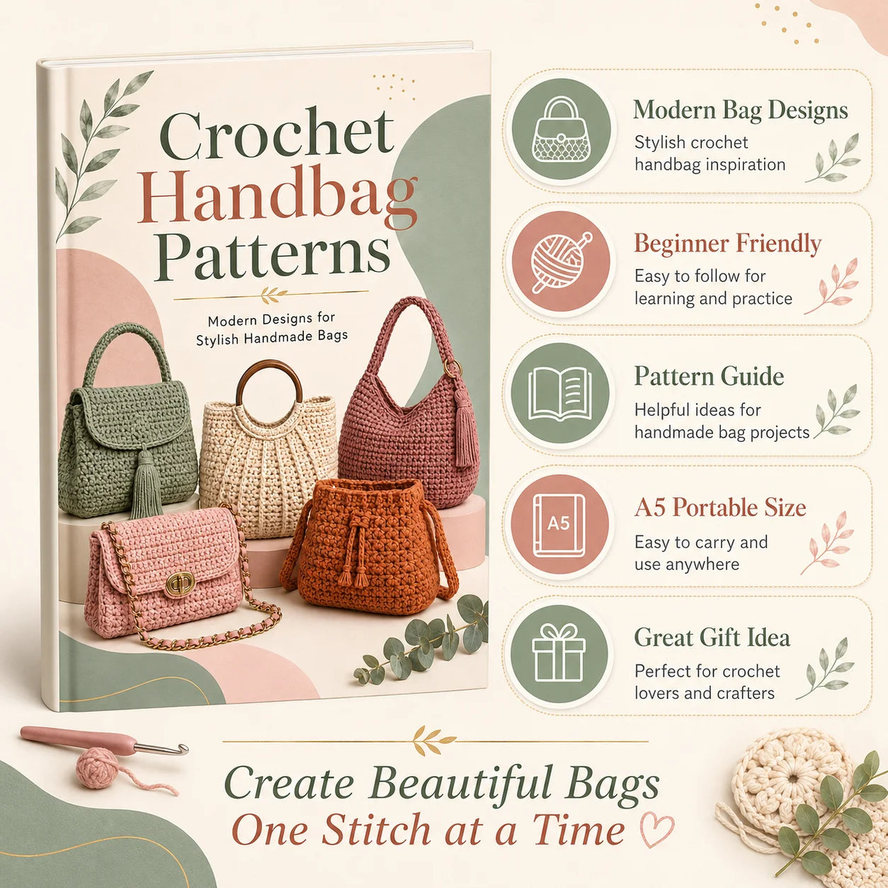 Crochet Handbag Patterns Book A5 Bag Pattern Guide Beginners Handmade