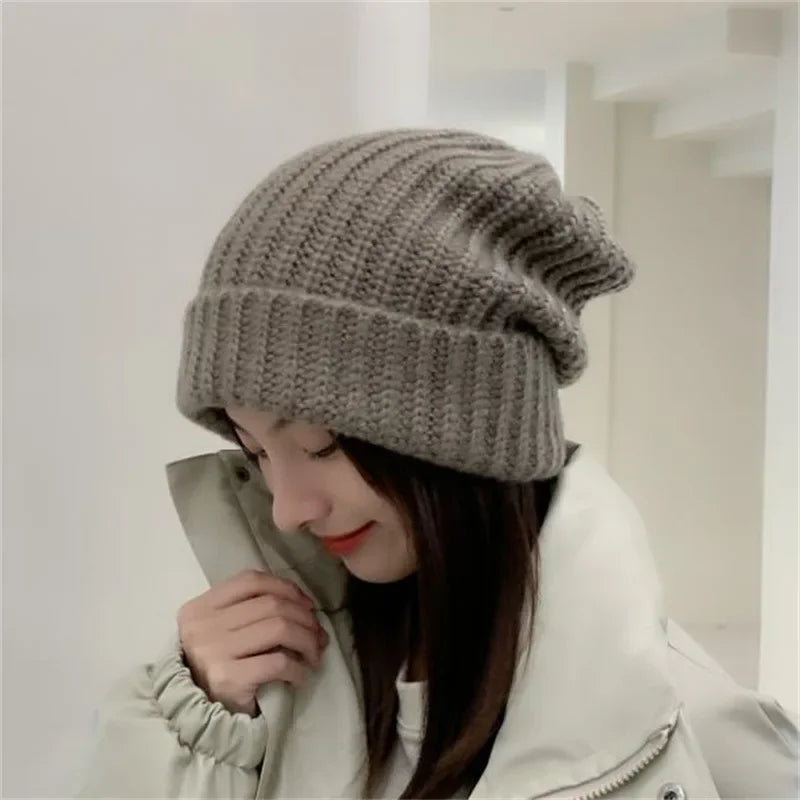 MOONBIFFY Unisex Winter Beanie Knit Wool Hat for Big Heads