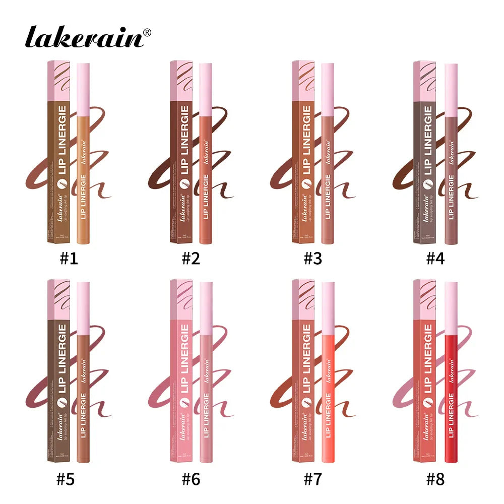 Lakerain Waterproof Lip Liner Pen – Ballpoint Felt Tip, 8 Shades