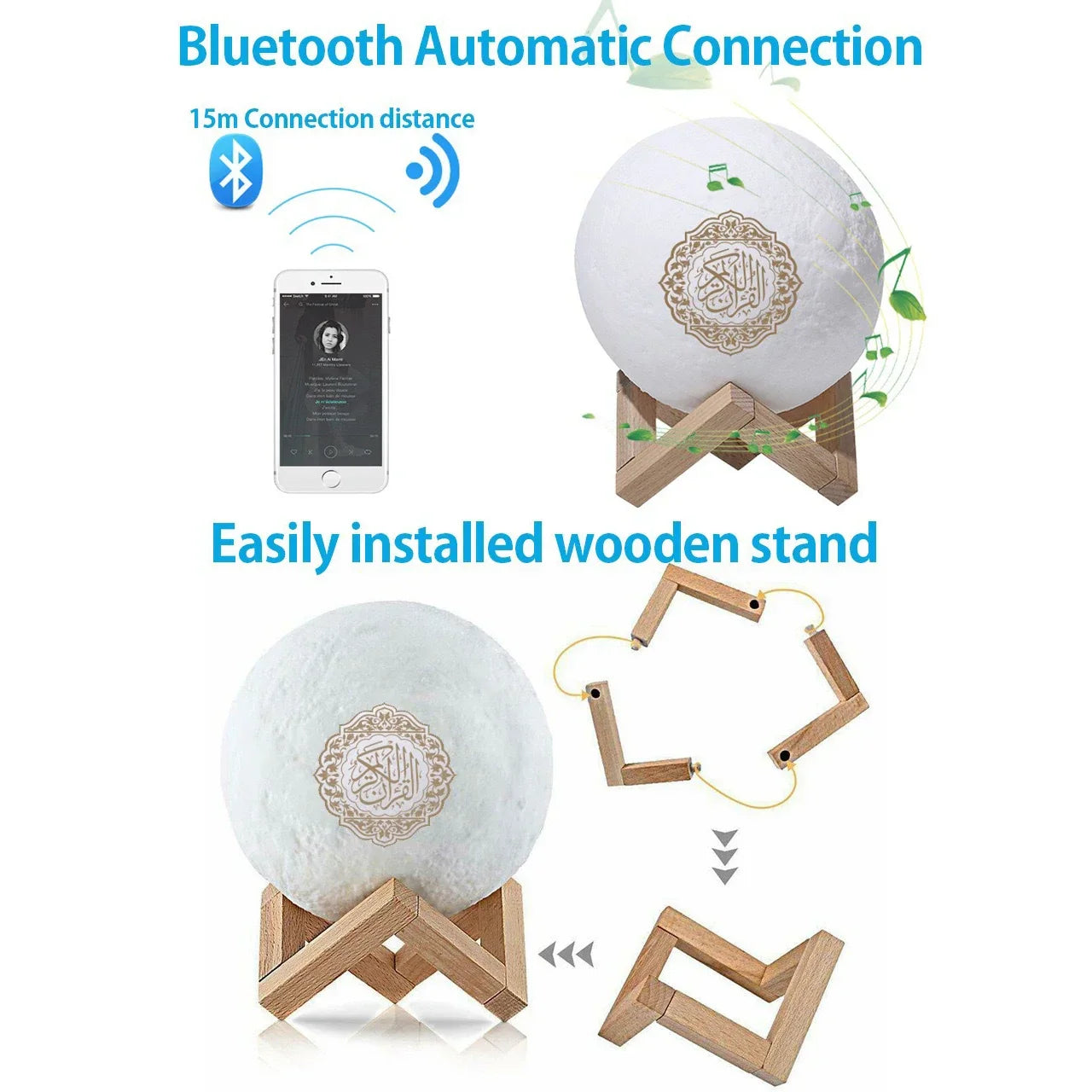 Islamic Quran Azan Bluetooth Speaker & Night Light Lamp