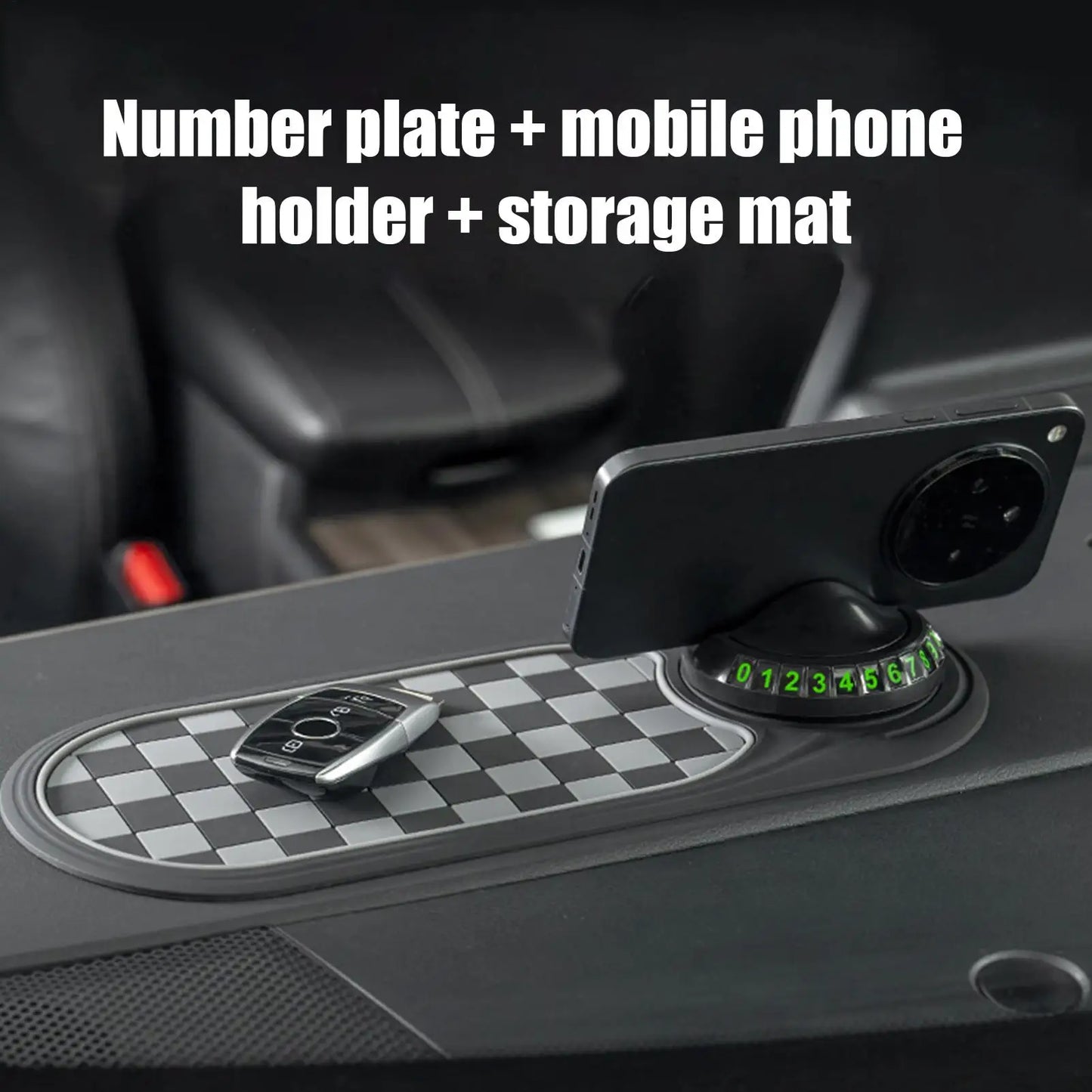 Anti-Slip Car Dashboard Organizer Mat with Parking Number Pad