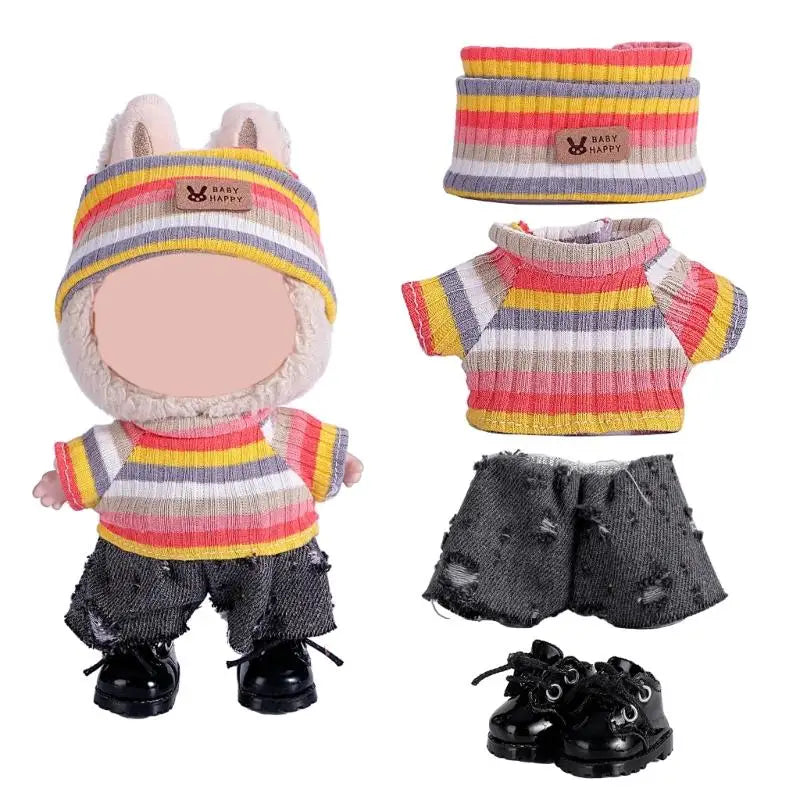 17cm Doll Sweater Pants Hat Set | 1/12 Scale Fashion Outfit