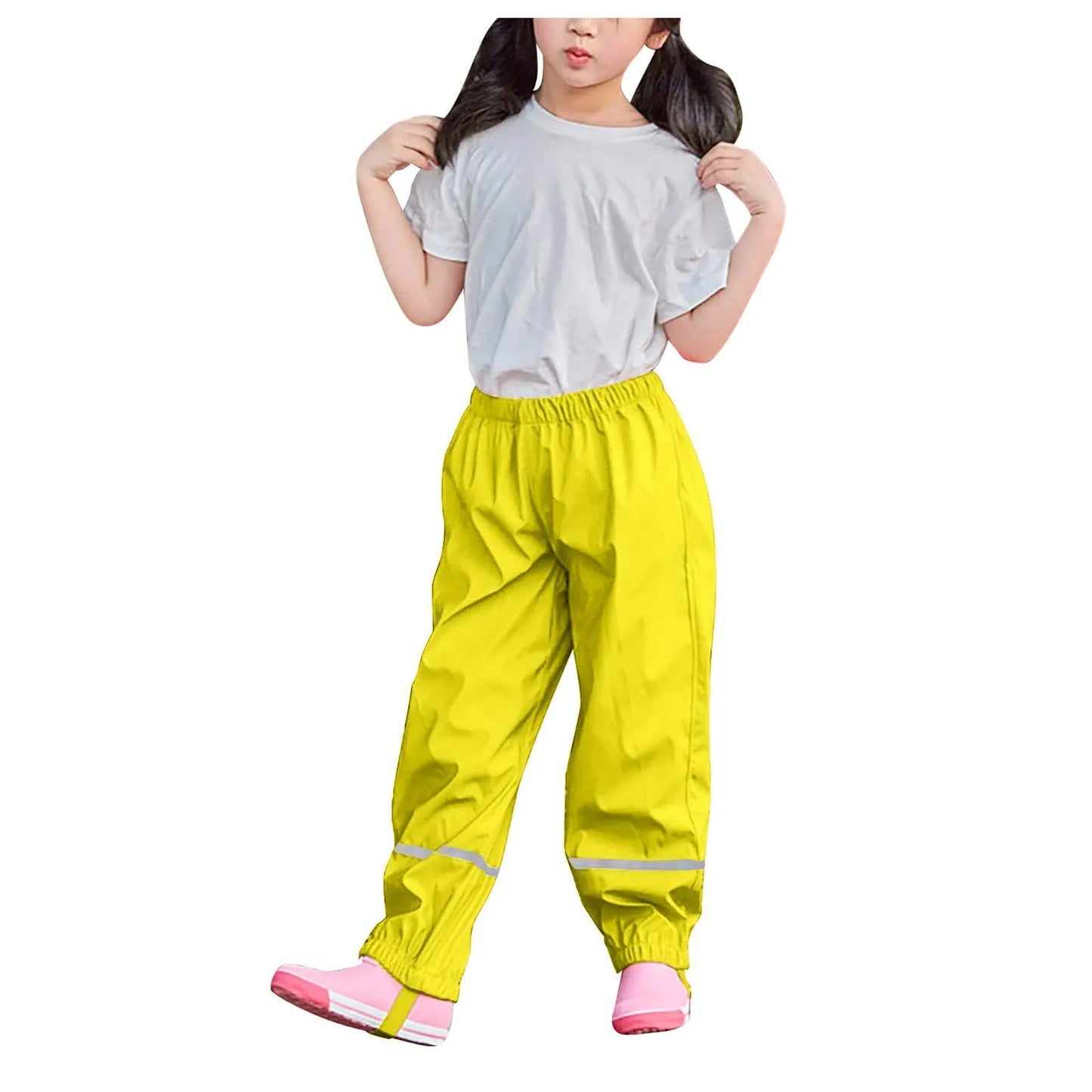 Children's Solid Color Loose Pencil Wind And Waterproof Mud Trousers Breathable Multi-function Casual Trouser For Boys And Girls Peaceful Pleasures Health and Wellness Yellow 122